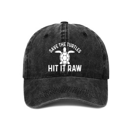 Save The Turtles hit it raw Hat Women Dad Hat Adjustable Cap Black