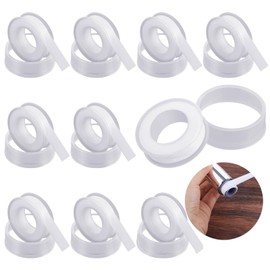HuaJiao 10 Rolls Thread Sealing Tape, 20 m x 12 mm Teflon Tape, Plumbing Tape, PTFE Tape, Sealing Tape, Waterproof for Pipe, Faucet, Shower Head (White)