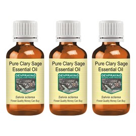 Devprayag Pure Clary Sage Essential Oil (Salvia sclarea) Natural Therapeutic Grade Steam Distilled (Pack of Three) 100ml X 3 (10 oz)