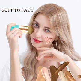 BUTIYO Foundation Brush,Chubby Makeup Brush,MIni Brush,Kabuki Make up Brush,Travel Powder Brush,Face brush for Blending, Liquid, Cream or Powder Cosmetics (1 pc) (green)