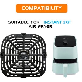 Air Fryer Grill Pan for Instants Vortex 2QT Mini Air Fryer Oven, Premium Air Fryer Grill Crisper Plate, Air Fryer Grate Grid with Rubber Tabs for Instants 2QT Air Fryer, Nonstick, Dishwasher Safe