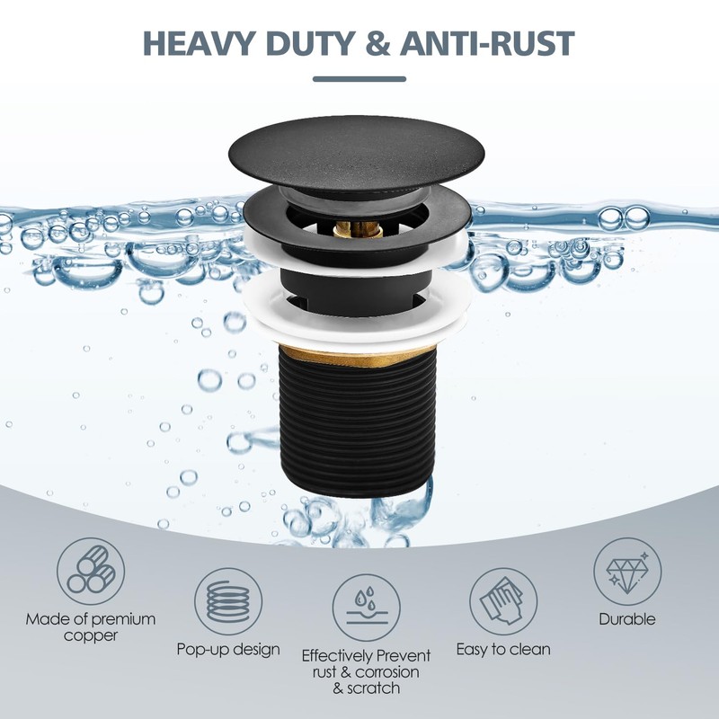 UZLEZ Brass Freestanding Tub Drain, Pop Up Freestanding Tub Drain