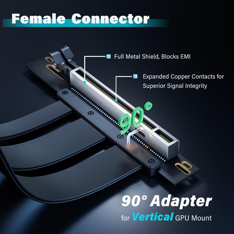 ELECNEXUS PCIe 5.0 Riser Cable 200mm, 128GB/s High-Speed Bandwidth for