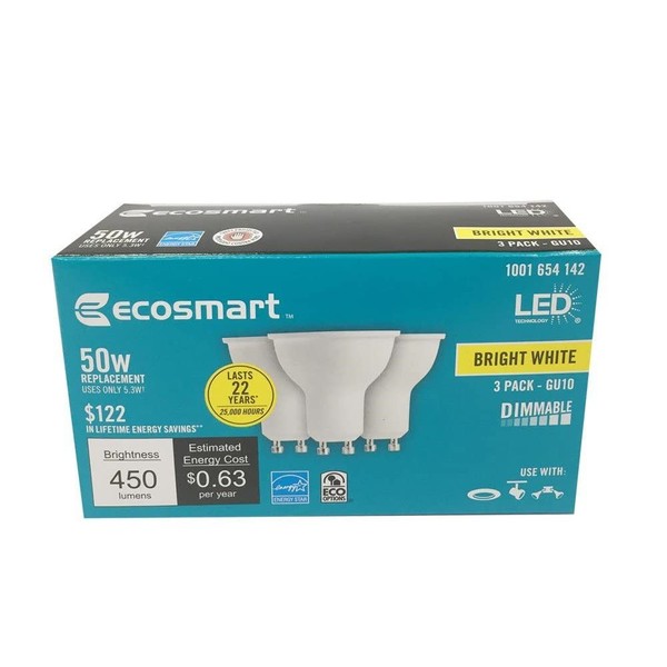 EcoSmart 50W Equivalent Bright White MR16 GU10 LED Light Bulb (12-Pack)