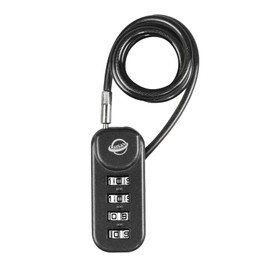 SISAV 4-Digit Combination Padlock with 24 inch(60cm) Cable Suitable for School Gym Lockers,Trash Cans,Luggage,Knapsacks,Toolboxes,Gun Cases,Helmets,Cable 3mm Diameter,Black(1 Pack)