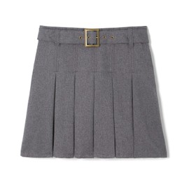 French Toast Girls Pleated Scooter with Square Buckle Belt, Heather Gray, 18.5,Plus Girls