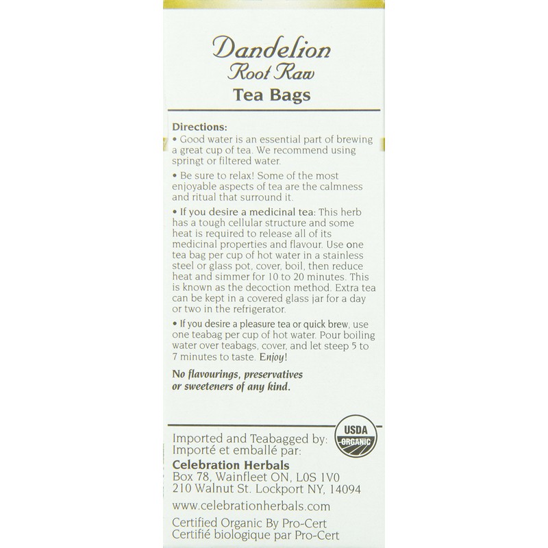 CELEBRATION HERBALS Organic Raw Dandelion Root Tea, 24 CT