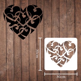 FINGERINSPIRE Large Heart Stencil 30 x 30 cm Valentine's Day Heart Painting Stencil Reusable Plastic Stencil Drawing Template for Wood Canvas Paper Party Decoration