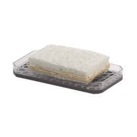 Spectrum Diversified Easy-Clean Holder with Removable Base, Modern Kitchen & Bathroom Sponge & Soap Dish, Clear & Gray