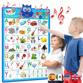 Gufino Alphabet Wall Chart - Bilingual Toys with Interactive Touch Buttons for Independent & Guided Learning - Ideal for Preschool Learning Activities & Spanish Classroom Supplies.