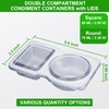 32 Pack Double Compartment Condiment Container -5.5x3.3 inches Plastic Snack