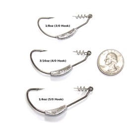 Harmony Fishing - Razor Series Weighted Swimbait Hooks (5 Pack) (1/8 oz (#3/0))