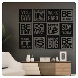 My Vinyl Story 8 PC Motivational Wall Decal Positive Inspirational Quote Phrases Decor Wall Sticker Art Sayings for Office Gym Classroom School Library Kids Decoration (12PC Small)