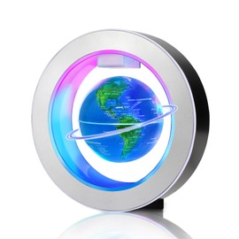 Floating Globe Magnetic Levitating Floating Globe Lamp with Multicolor LED Lights, Cool Gadgets O Frame Floating Globe for Office Home Desk Decor, Cool Tech Item for Men Father Husbands Boys and Girls