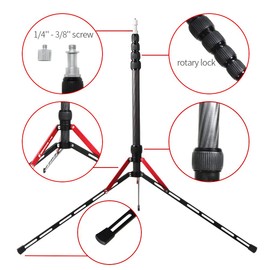 BESNFOTO Carbon Fiber Light Stand Tripod Portable Lightweight Travel Stand 220cm/ 7ft for Photographer Photo Studio Tripod for Softbox Umbrella Video Shooting Reflector with Carrying Bag