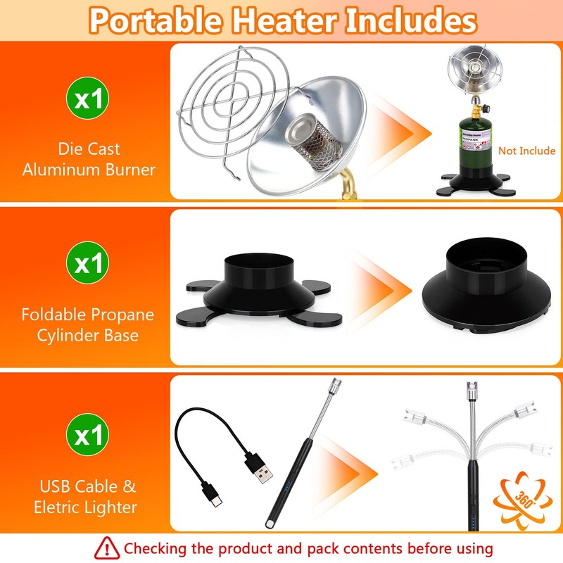 Portable Propane Heater for Camping Outdoor, Space Patio Garage Heater