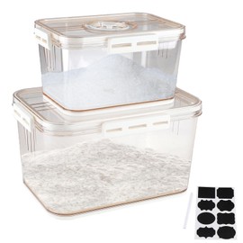 Airtight Flour Sugar Storage Containers 2 Set,Large Capacity Sugar and Flour Containers with Time Recording&Draining Basket,Food Storage Container for Rice,Cereal,Canister Set for the Kitchen,Pantry