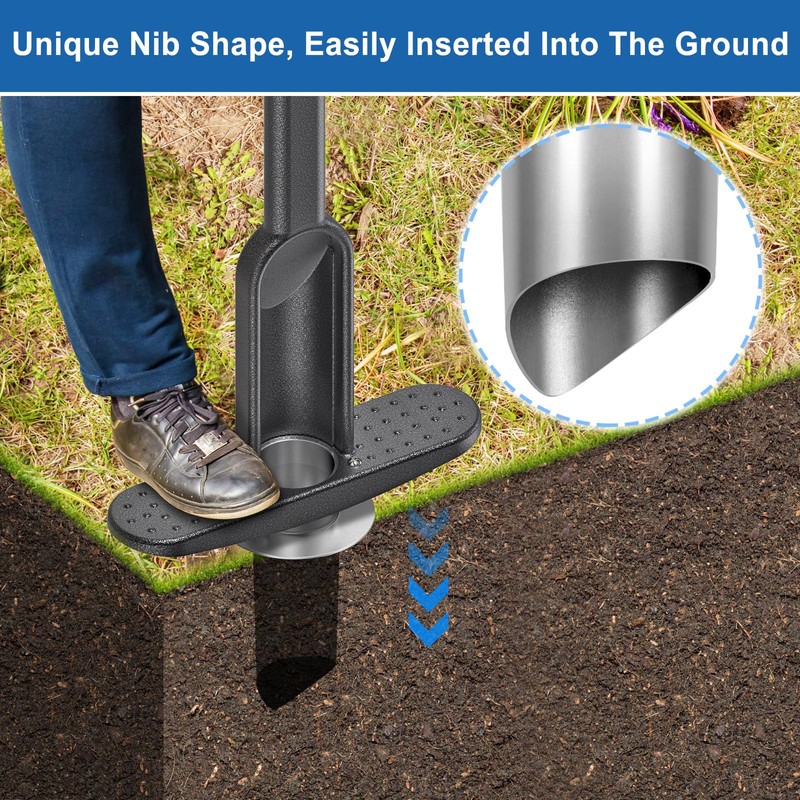 Grass Plugger Tool with Adjustable Digging Depth from 3 to