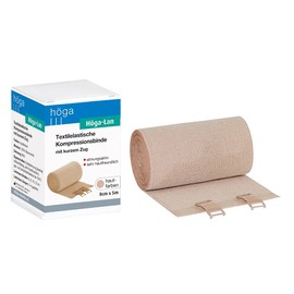 Höga-Lan Textile Elastic Compression Bandage with Short Pull 8 cm x 5 m Stretched, Skin-Friendly, Breathable, Washable