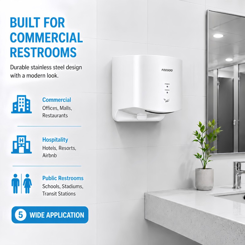 Compact Hand Dryer for Bathroom＆Small Business, 110V-130V, White