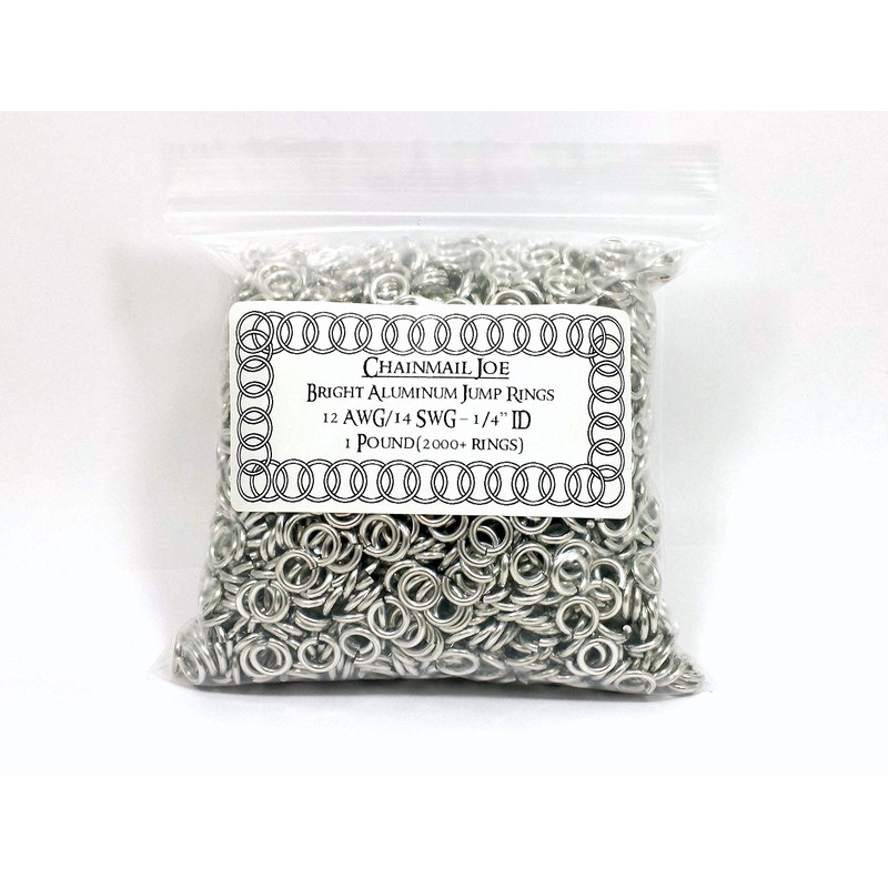 1 Pound Bright Aluminum Chainmail Jump Rings 14G 1/4" ID