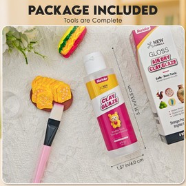 Nariolar Air Dry Clay Glaze - 4fl oz/120ml Clay Varnish Gloss with Measuring Cup & Brush, Scratch Resistant, Waterproof, Prevents Cracking, High-Gloss Finish for Pottery & Craft Projects