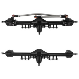 Pothyes Metal Front and Rear Portal Axle Completes Set with Servo Mount for Axial 1/10 RC Crawler Capra 1.9 UTB AXI03004 AXI03000T1 T2 Buggy F9 Upgrade Parts (Black)