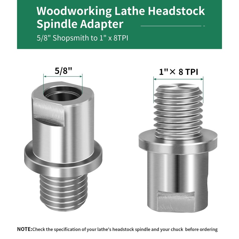 HAowosi Lathe Headstock Spindle Adapter,Converts 5/8" Shopsmith to 1" x