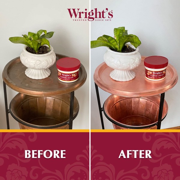 Wright's Copper and Brass Cream Cleaner - With Polishing Cloth - Gently Cleans and Removes Tarnish without Scratching