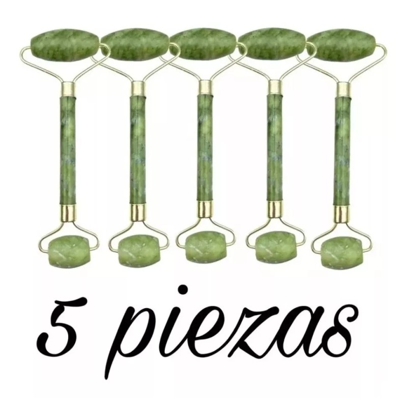 RIVERSOFY Kit 5 Rodillos Jade Piedra Masaje Rejuvenecimiento Facial