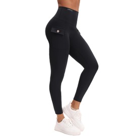 Curvphilo Workout Cargo Leggings with Pockets for Women Tummy Control Butt Lifting Leggings Gym Yoga Pants (US, Alpha, Medium, Regular, Regular, 25” Inseam, Black)