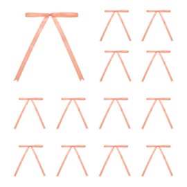 MECCANIXITY 100 Pcs 5x7 Twist Tie Bows Satin Ribbon Bows Wrapping Bows for Craft DIY Sewing Wedding Decor Birthday Party Treat Bags Peach