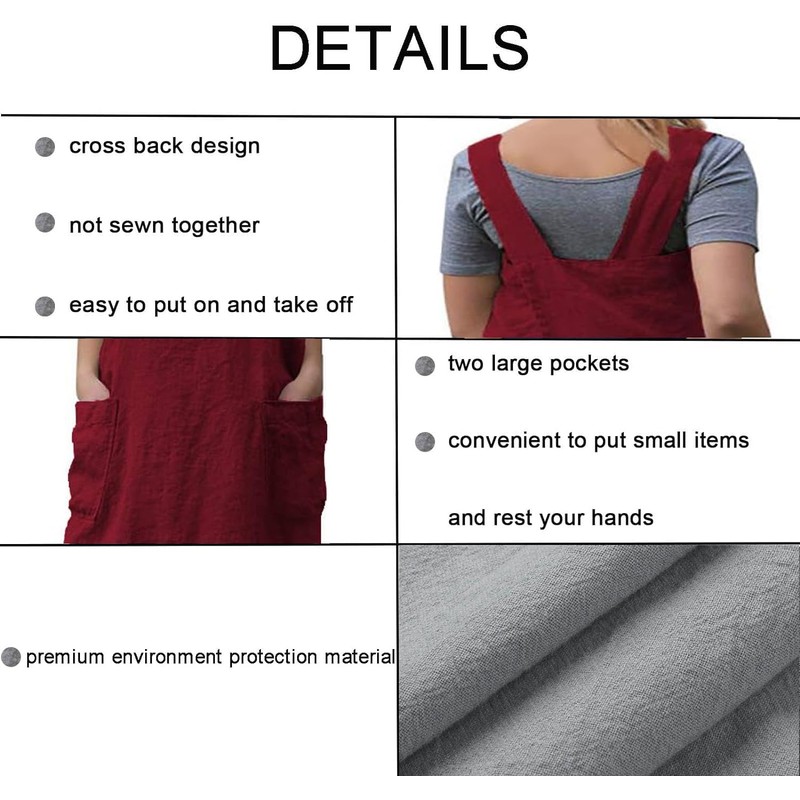 Stomeshle Japanese Aprons Plus Size Smock for Women with Pockets