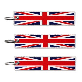 JAVD United Kingdom Flag Keychain Tag with Key Ring (3 Pack)