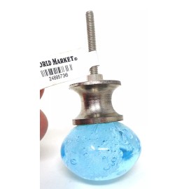 WORLD MARKET Arctic Blue Glass Bubbles Cabinet Knob (NEW)