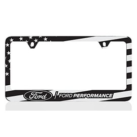 Ford Performance American Flag Patriotic Black UV Printed Metal License Plate Frame