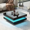 LED Coffee Table Modern High Gloss Cocktail End Table with