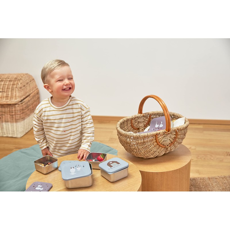 LÄSSIG Snack Box Set of 3 Stainless Steel Tiny Farmer