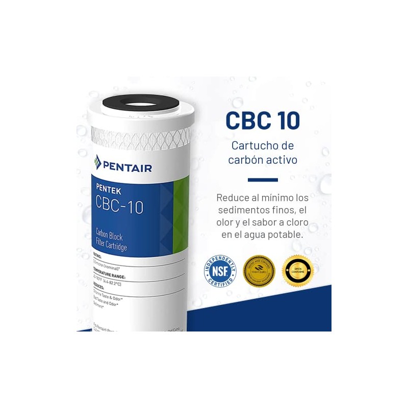 Pentair Pentek CBC-10 Carbon Water Filter, 10-Inch, Under Sink Carbon