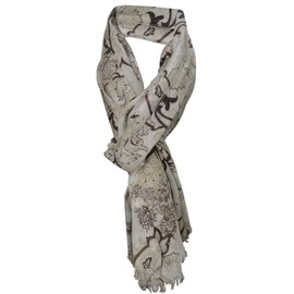 TigerTie Chiffon Scarf in Dark Brown Brown Grey with Pattern – Size 180 cm x 100 cm