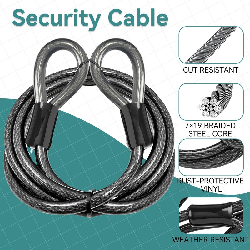 EEBBL Heavy Duty Security Cable, Commercial Grade, Galvanized Braided Steel,