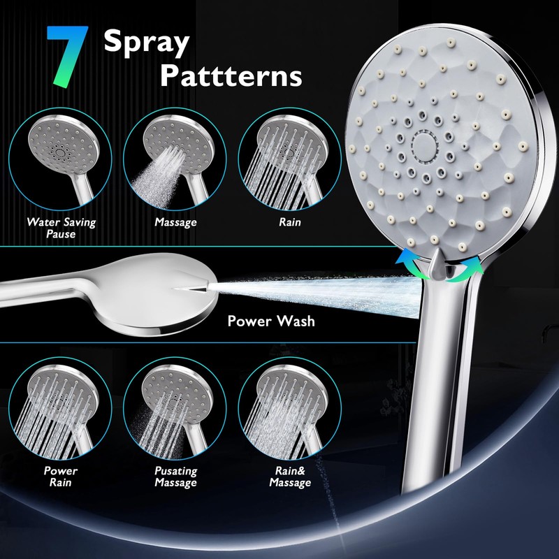 PinWin Shower Head, 8'' Dual Rain Shower Head with 11''