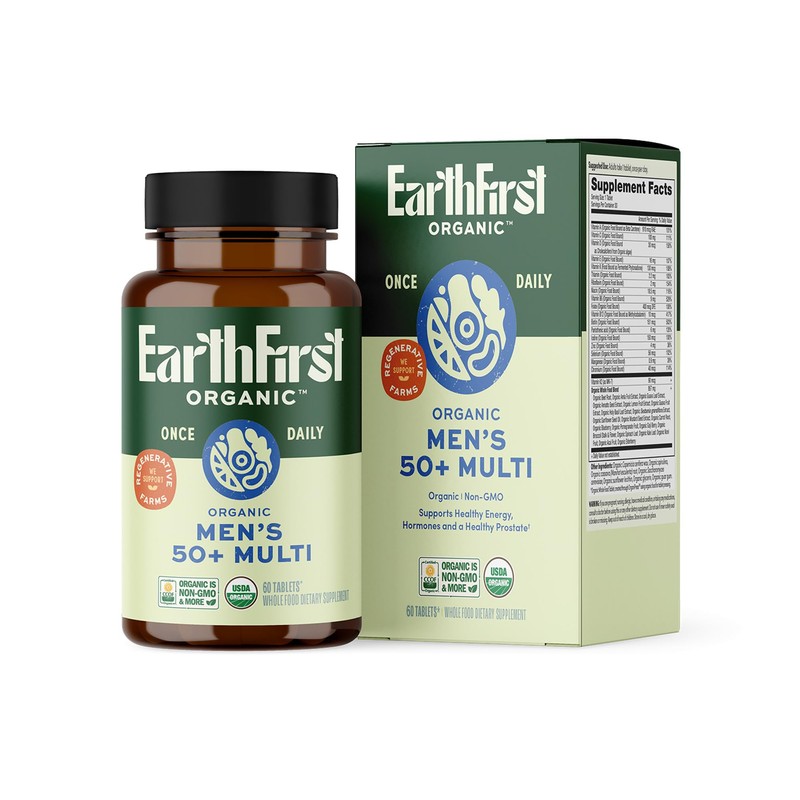 EarthFirst Organic Once Daily Multivitamin for Men 50+, 19 Vitamins