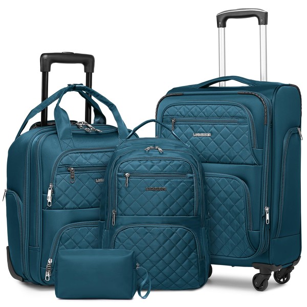 LARVENDER Softside Carry On Luggage 4 Piece, Expandable Carry On
