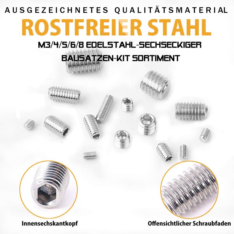 Vigrue 300 Pieces M2.5 M3 M4 M5 M6 M8 Stainless