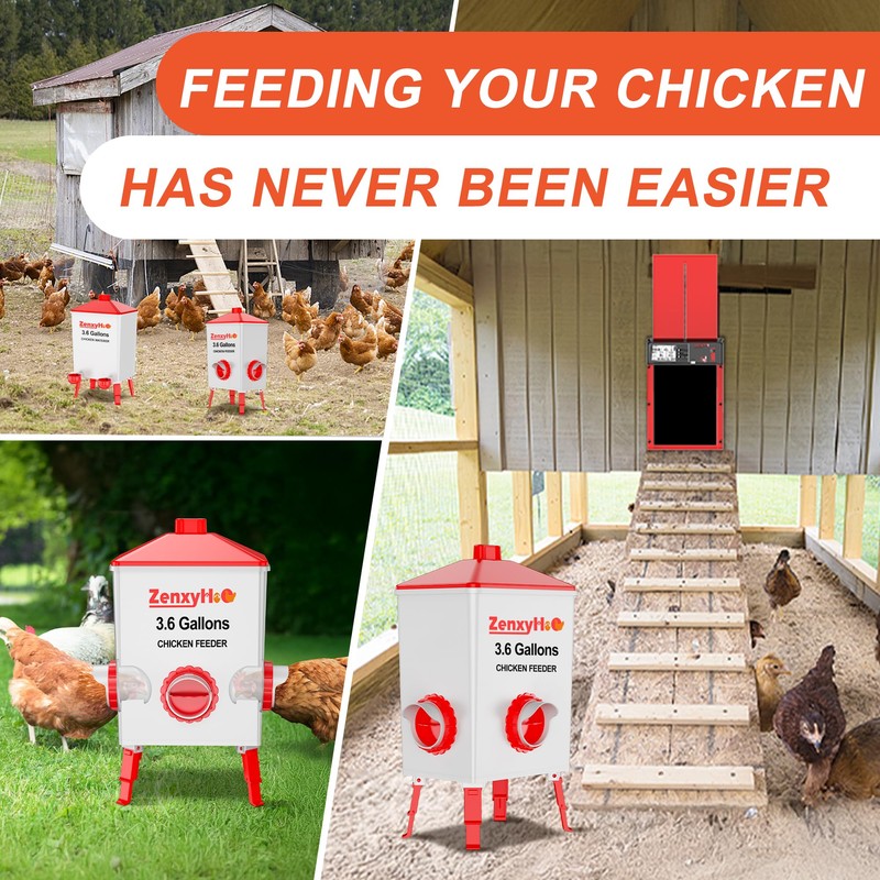 ZenxyHoC DIY Chicken Feeders No Waste, 6 Ports Poultry Feeder