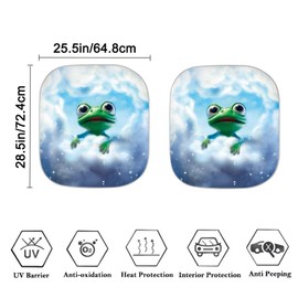 Mintulipy Sky Funny Frog Car Front Windows Sun Shade 2 Pieces Automotive Windshield Sun Shade Keeps Your Vehicle Cool Block UV Rays for Summer