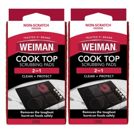 Weiman Cook Top Scrubbing Pads, 3 Count, 2 Pack Cuts Through the Toughest Stains - Scrubbing Pads Carefully Wipe Away Residue