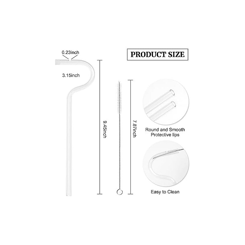 3pcs Reusable Glass Anti - Wrinkle Drinking Straws for Lip,