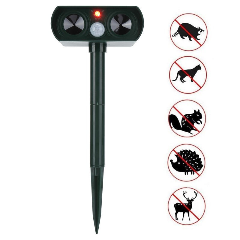 Solar Powered Ultrasonic Animal Repeller Wild Boar Cat Dog Repellent